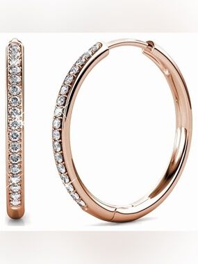 18k Rose Gold Plated 25mm Hoop Earrings with Swarovski Crystals